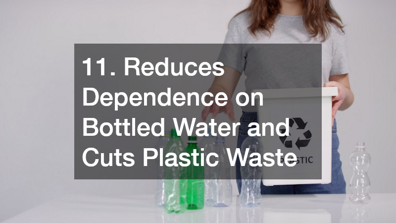 putting empty water bottles in a recycling container